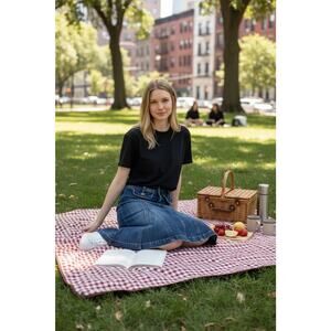 Vintage Y2K Hotkiss Women's 26 Blue Denim Front Pocket Accent Jean Skirt